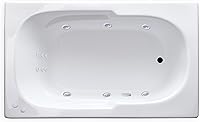 Vista 4 de Carver Tubs - AR6036 - Bañera de hidromasaje de acrílico moderna para dos personas, con calefacción 12 Jet - con reposabrazos - Bañera rectangular