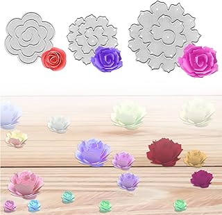 3Pcs 3D Spiral Flowers Metal Cutting Dies for Card Making, Mini Layered Rose Flowers Stencil Template Molds Embossing Tool Die Cuts for DIY Scrapbooking Paper Card Photo Album Crafts Supplies Decor
