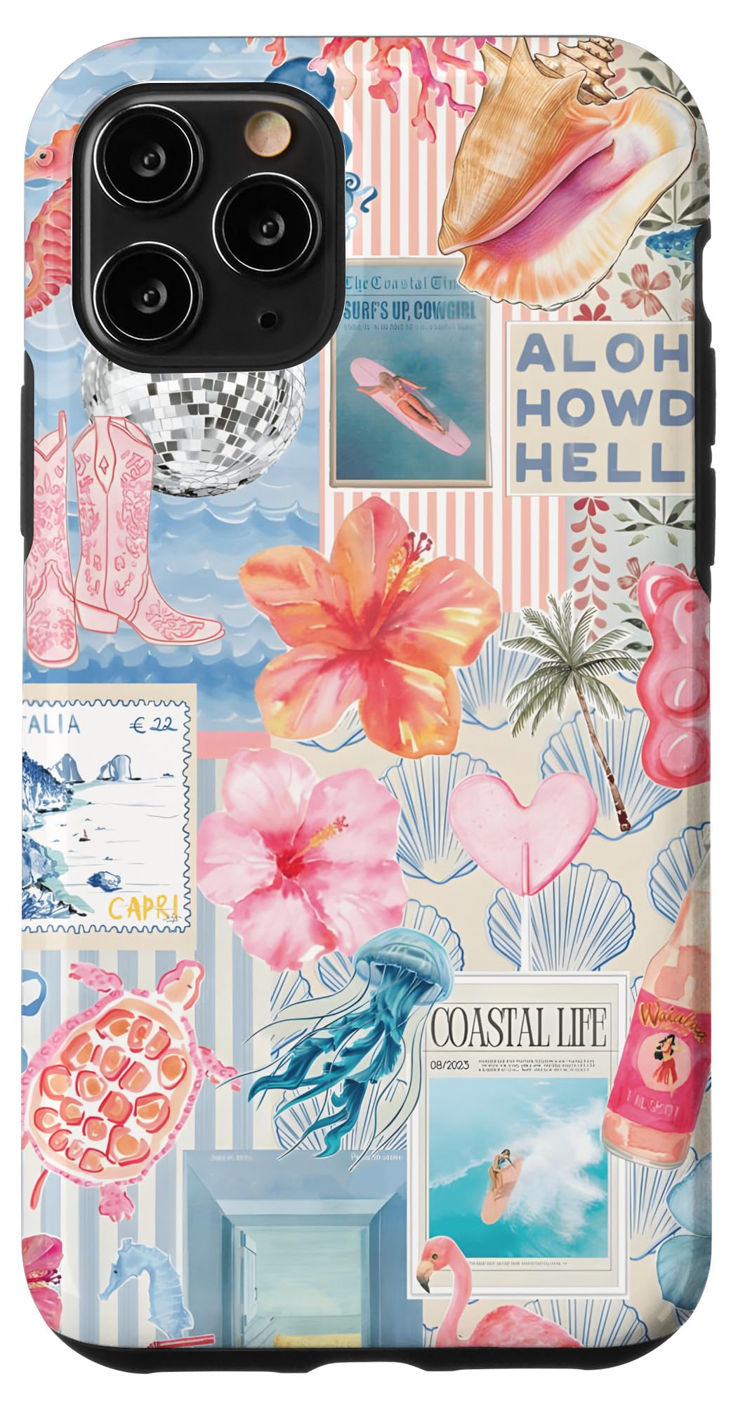 Beachy Blue Coquette Coastal Collage Preppy Cute Aesthetic Case for iPhone 11 Pro