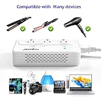 Vista 6 de Convertidor de voltaje de 2000 W para secador de pelo, convertidor de 220 V a 110 V para rizador, alisador con 3 salidas de CA y 4 puertos USB