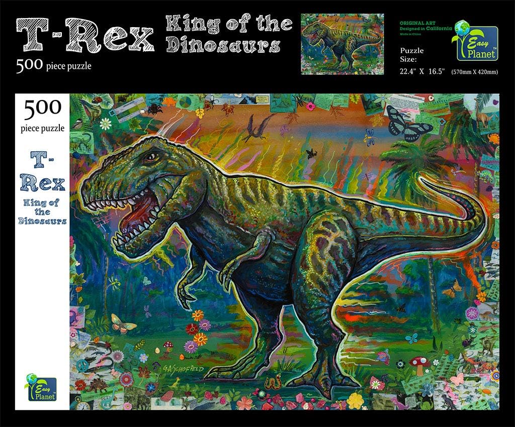 T-Rex, King of The Dinosaurs 500 Piece Jigsaw Puzzle 17" x 22" Finished Size – Dinosaur Theme Jigsaw Puzzles for Adults and Kids