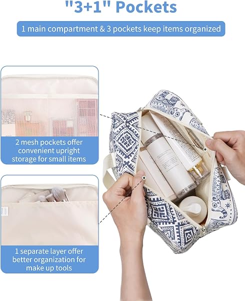 Narwey Trousse de Toilette Voyage Grande Trousse Maquillage Organisateur Accessoires Sac de Toilette Trousse Toilette Hommes Femmes - 2