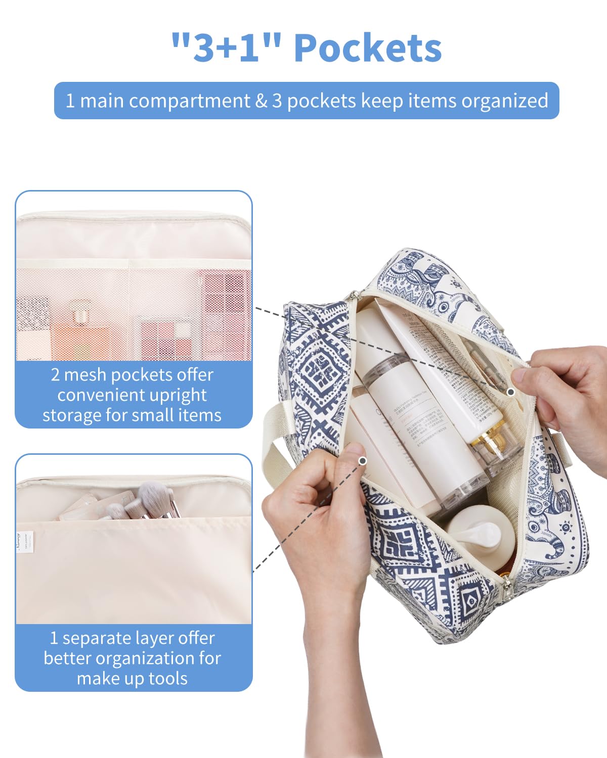 Narwey Trousse de Toilette Voyage Grande Trousse Maquillage Organisateur Accessoires Sac de Toilette Trousse Toilette Hommes Femmes - 2