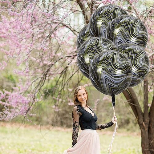 Miniatura 6 de Globos de ágata de mármol, 6 globos de aluminio 4D de 22 pulgadas, globos de mármol azul para decoración de cumpleaños, boda, fiesta, color azul y