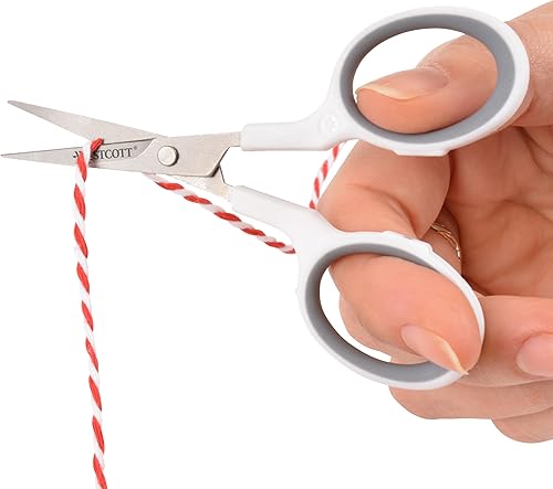 Miniatura 35 de Westcott 8" Bent Craft Scissors with Titanium-Bonded Blades for Heavy-Duty Use (White or Blue, Colors May Vary)