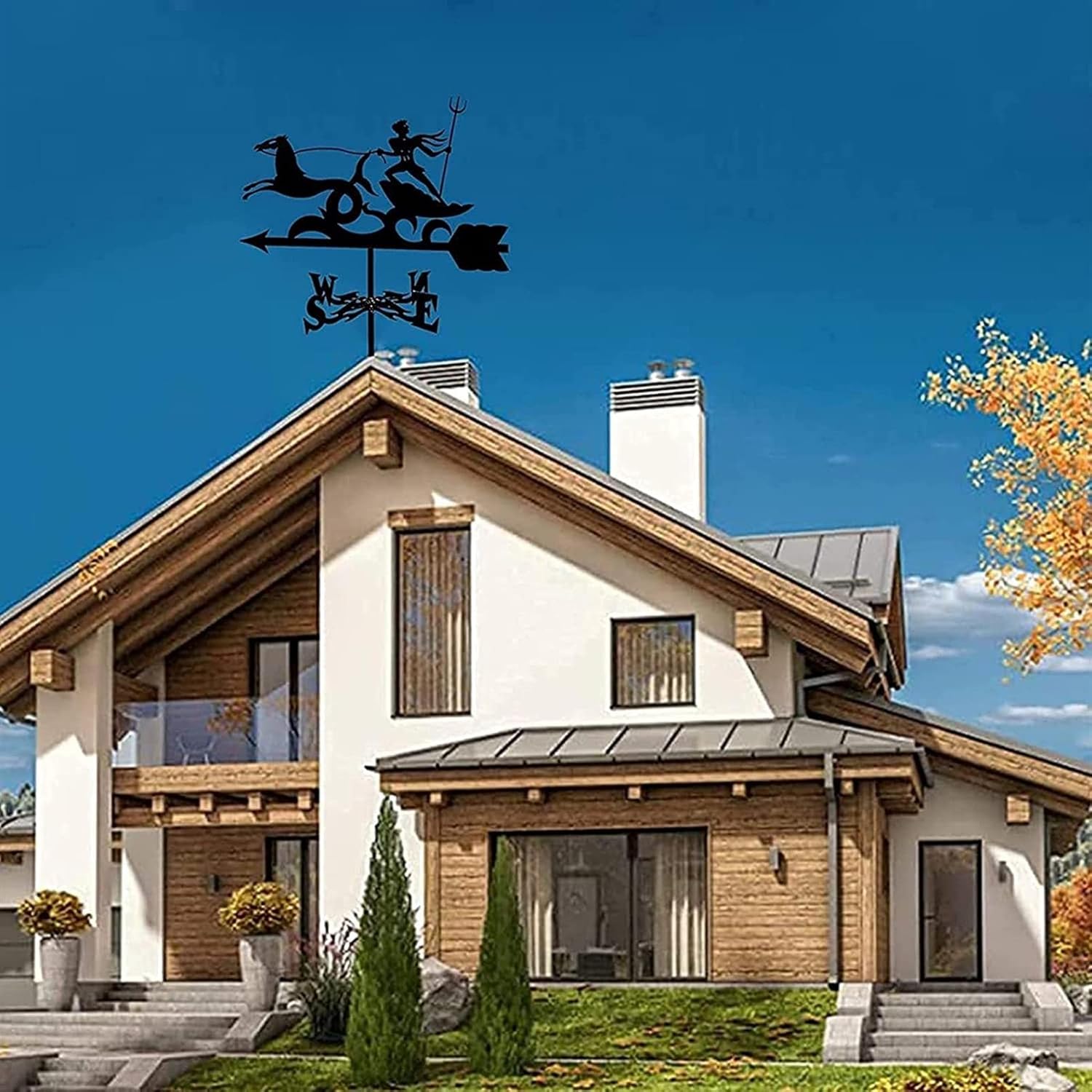 メタルアニマルウェザーベーン風向計クリエイティブステンレススチールウェザーベーン - 家庭用ギフト (Color : Horse)