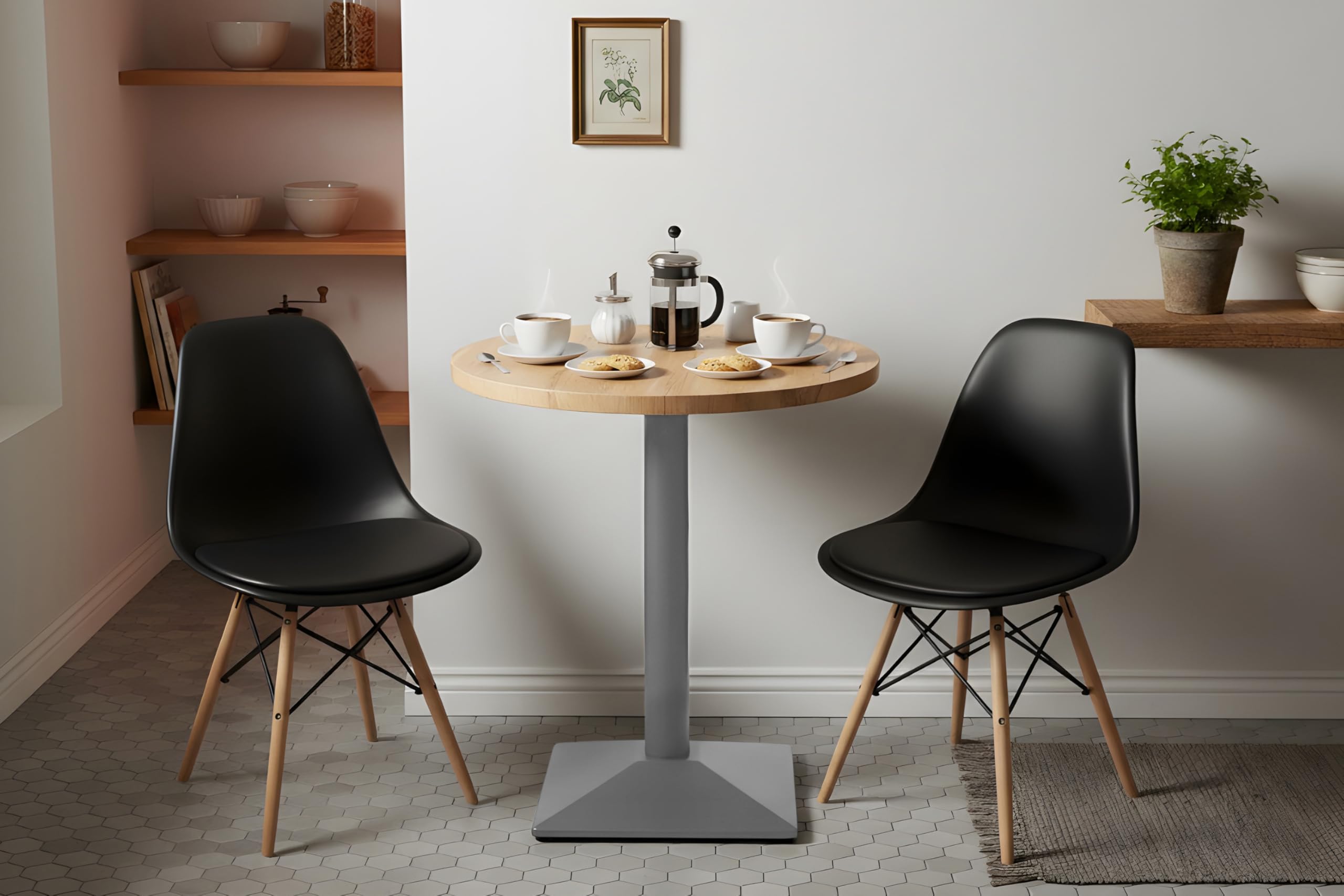SAM Bistrotisch Joan Ø 60 cm Eiche rund Säulengestell eckig Silber