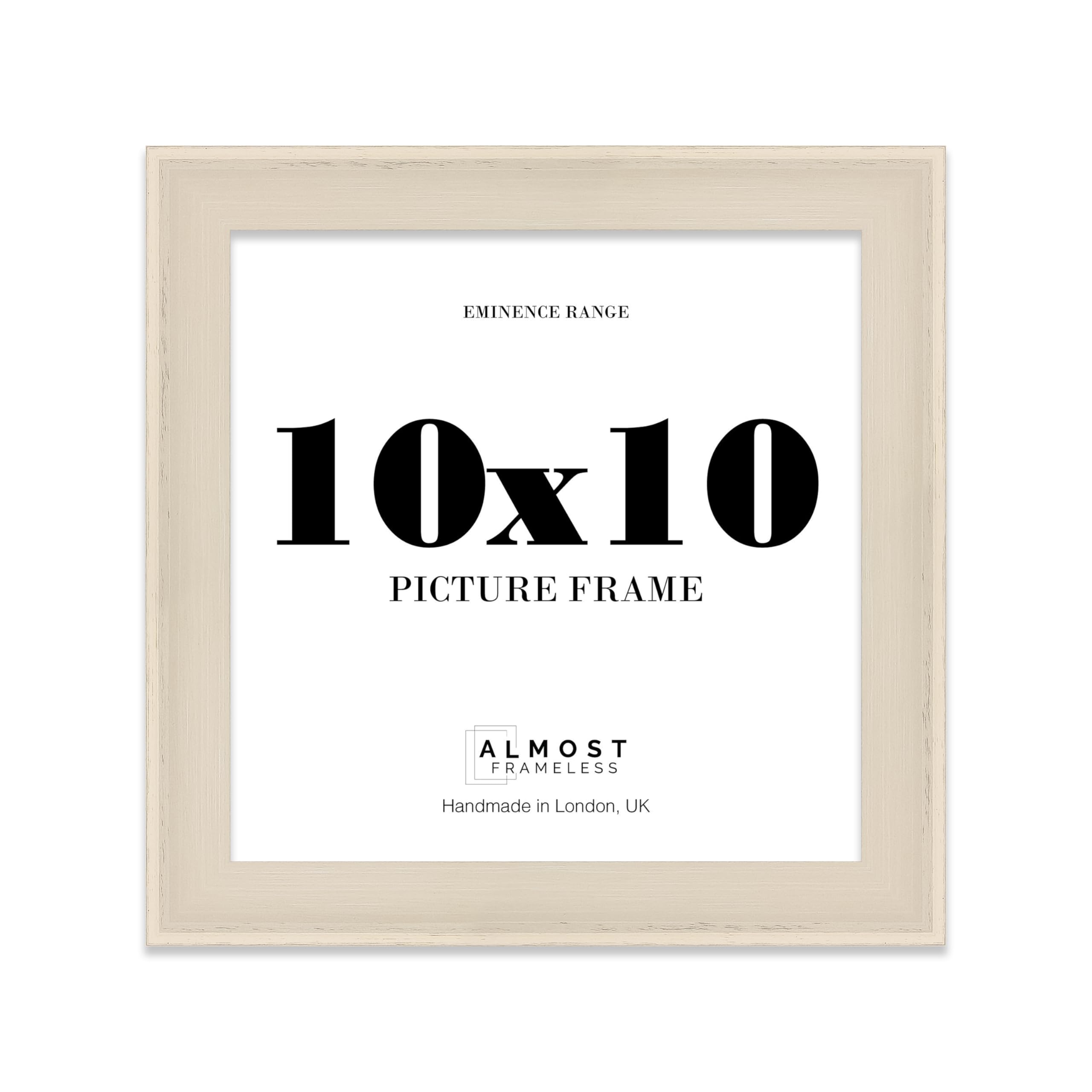 10x10" Cream Picture Frame - Rustic Wood Industrial Effect Photo Frame for Wall Display, Ideal for Posters, Prints & Home Décor, Wall Hooks and Kickstand, 32mm Edge - 1 Pack