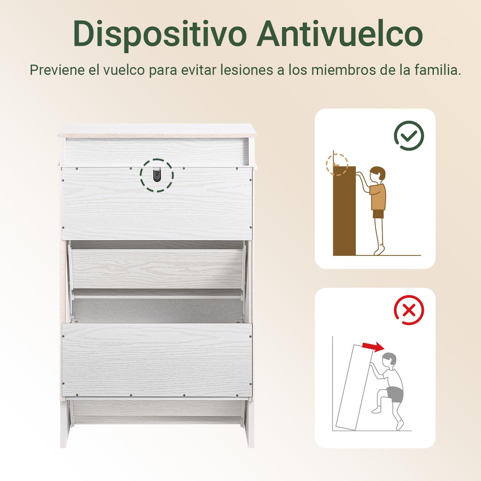 SoBuy Mueble Zapatero Estrecho Entrada Recibidor, Zapatero Blanco Estrecho con Cajón, Diseño Vintage Madera Blanca, Mueble Recibidor 24 cm Fondo, 54x24x85 cm, FSR78-WG