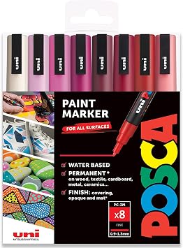 Posca Uni PC-3M Coloured Pencils - Red Pack of 8 in Gift Box