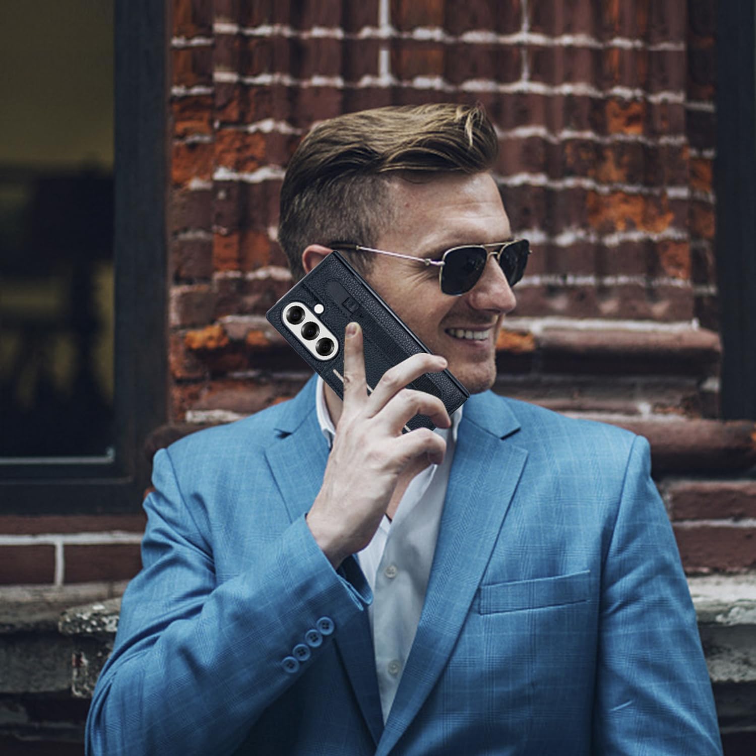 for Galaxy Z Fold 7 Case with Hinge Protector, Wallet Case with Stand, Built-in S Pen Holder & Kickstand, 3 RFID Blocking Card Slot, Luxury Genuine Leather for Samsung Galaxy Z Fold7 (Black)