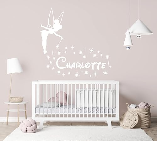 Miniatura 5 de Tinkerbell Name Wall Decal/Baby Girl Name Fairy Nursery Wall Decor/Personalized Custom Name Vinyl Wall Art Decal Sticker Magic Little Princess/Teen