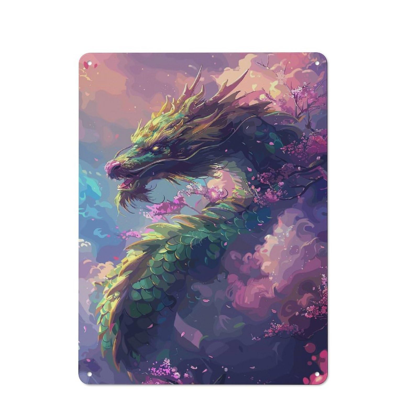 Junmoney Style-23 Vintage Metal Sign With Fantasy Dragon Colorful Design 40X30cm, Rustic Bar Wall Plaque For Bar, Kitchen, Garage Or Games Room