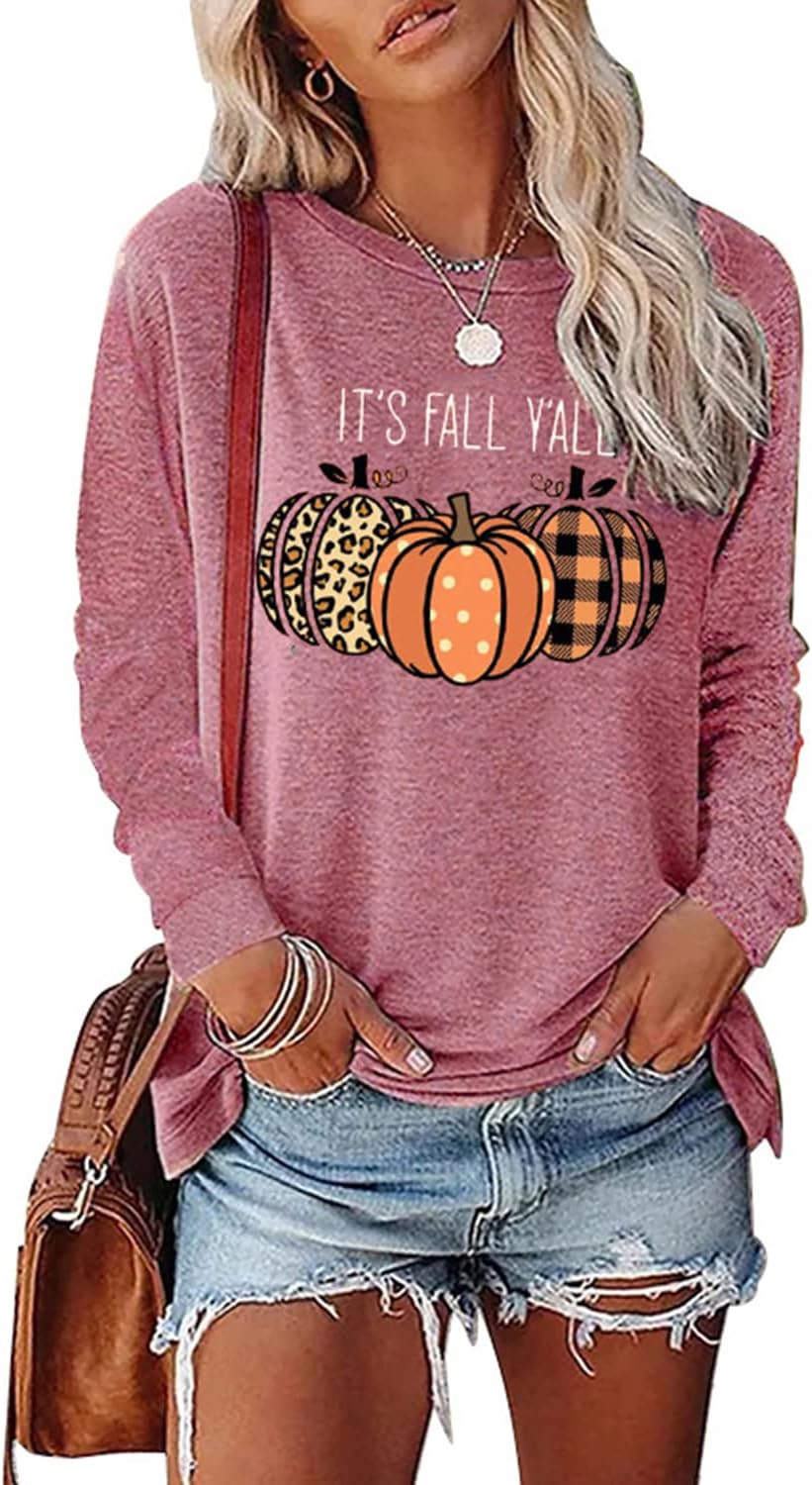 Womens Pumpkin Graphic Sweatshirts Crewneck Casual Fall Long Sleeve Tops