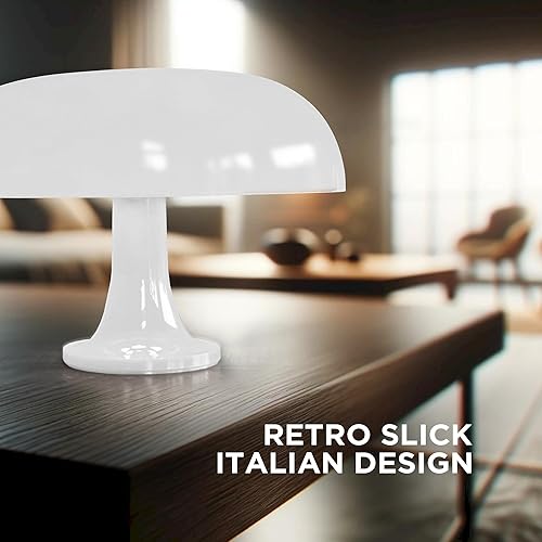 Miniatura 7 de Lámpara de mesa con forma de hongo blanco, lámpara de mesa retro regulable, 3 temperaturas de luz, control remoto, lámpara LED de los años 70 en