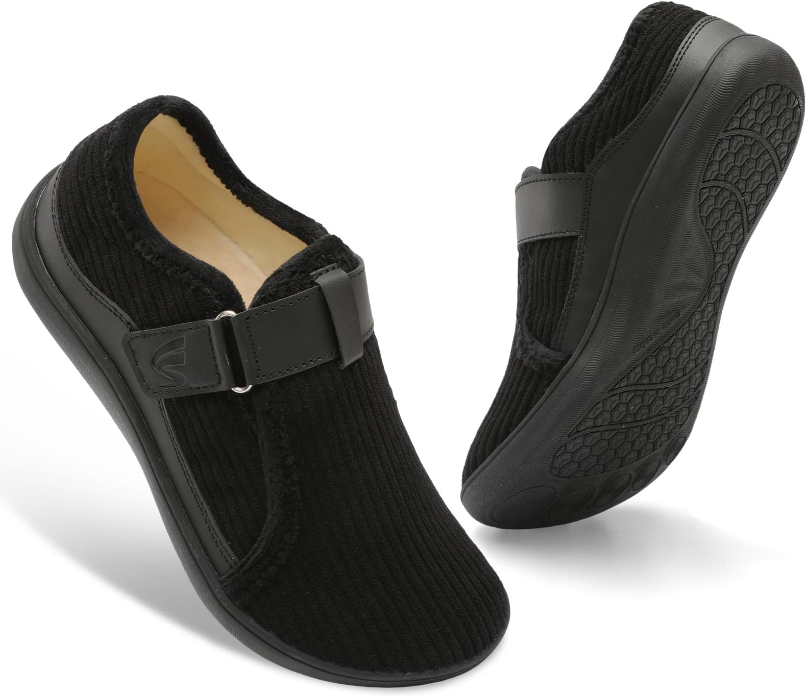 Wide Womens Slippers Adjustable House Shoes Indoor Outdoor Barefoot Slippers Cozy Walking Shoe Swollen Edema Diabetic Shoes