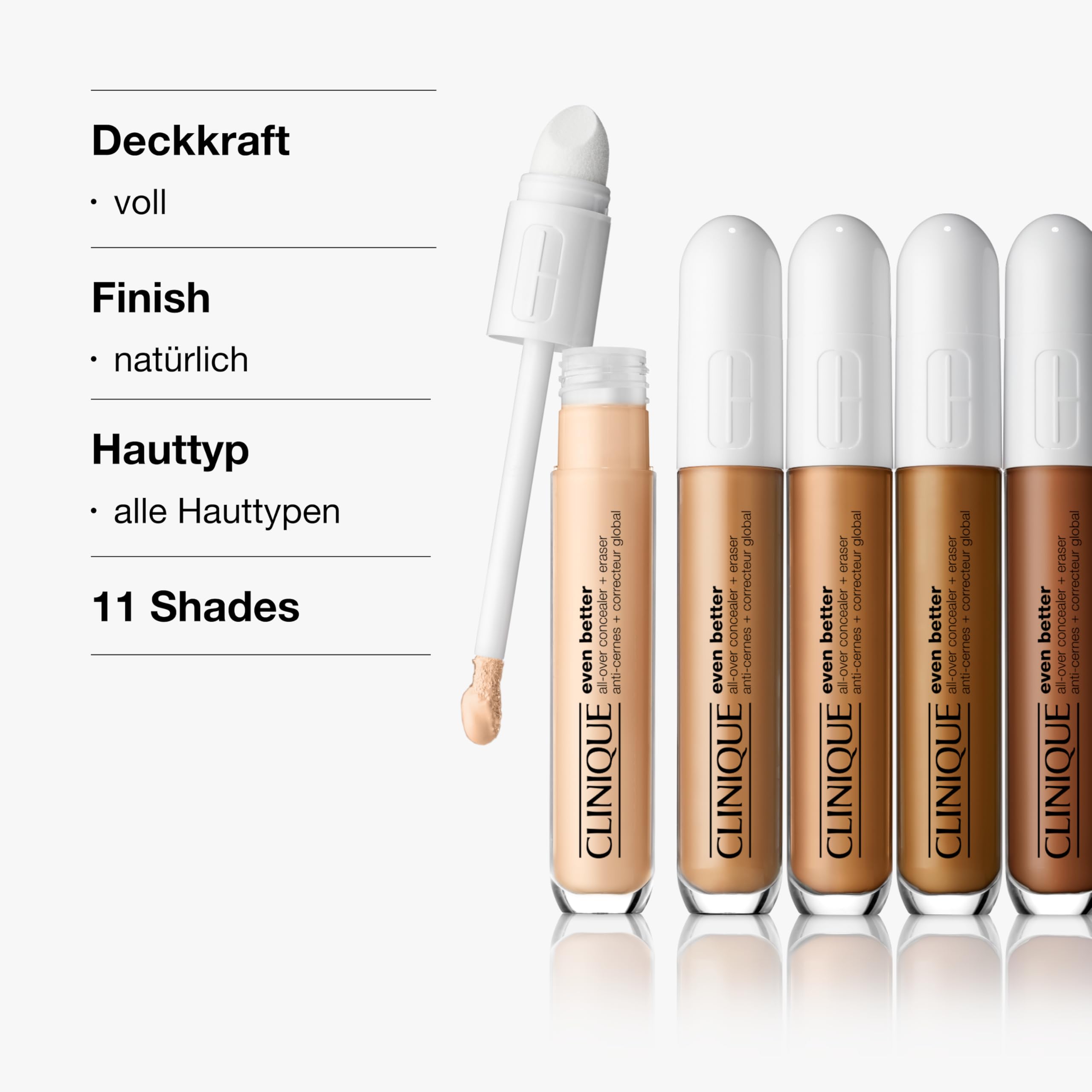 Clinique Even Better™ All-Over Concealer + Eraser | Abdeckstift für dunkle Augenringe, spendet Feuchtigkeit, hellt auf und wirkt abschwellend