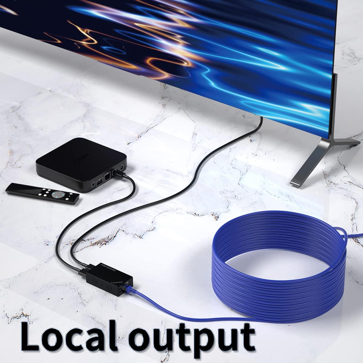 HDMI Extender, HDMI Over Ethernet Extender Over Cat5E/6/Cat7 Cable up to 196 Feet (60m) 1080P@60Hz, Full HD, Support Local Loop Out, POE, EDID,Transmitter + Receiver Included…