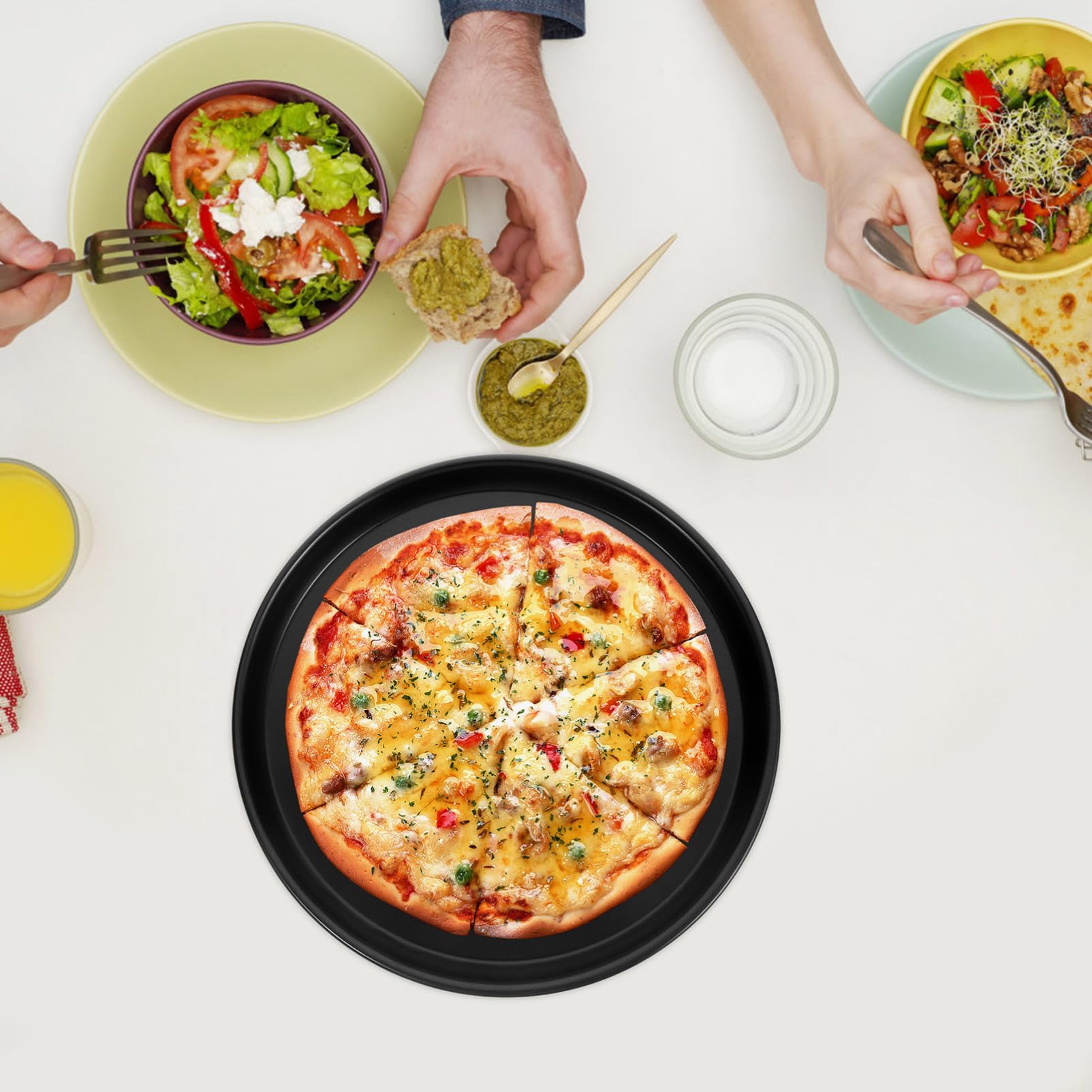 Zerodeko Plaque À Pizza Pour Four Plaque De Cuisson Ronde En Métal Antiadhésive 12.60 in Moule À Tarte Polyvalent Pour Pizzas Gâteaux Sandwichs Et Viandes Cuisine Maison