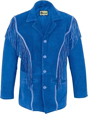 Classyak Cowboy Leather Jackets for Men Fringed Western Coat