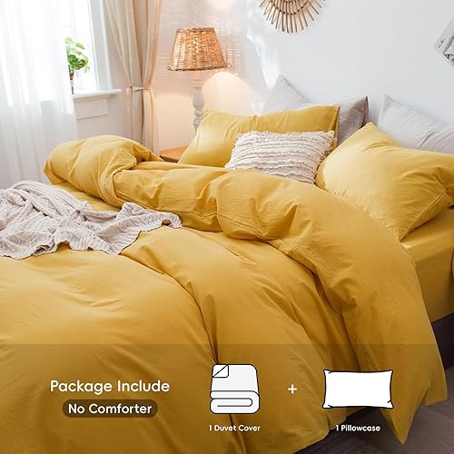 Miniatura 331 de MooMee - Juego de funda de edredón, 100% algodón lavado, textura parecida al lino, transpirable, duradero, suave y cómodo (gris pardo, King)