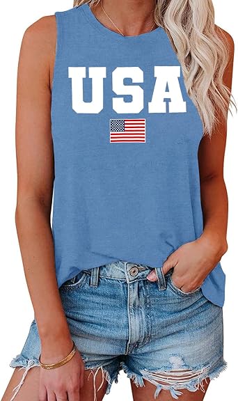 USA Tank Top Women 4th of July Shirts American Flag Stars Stripes Tshirt Patriotic Tank