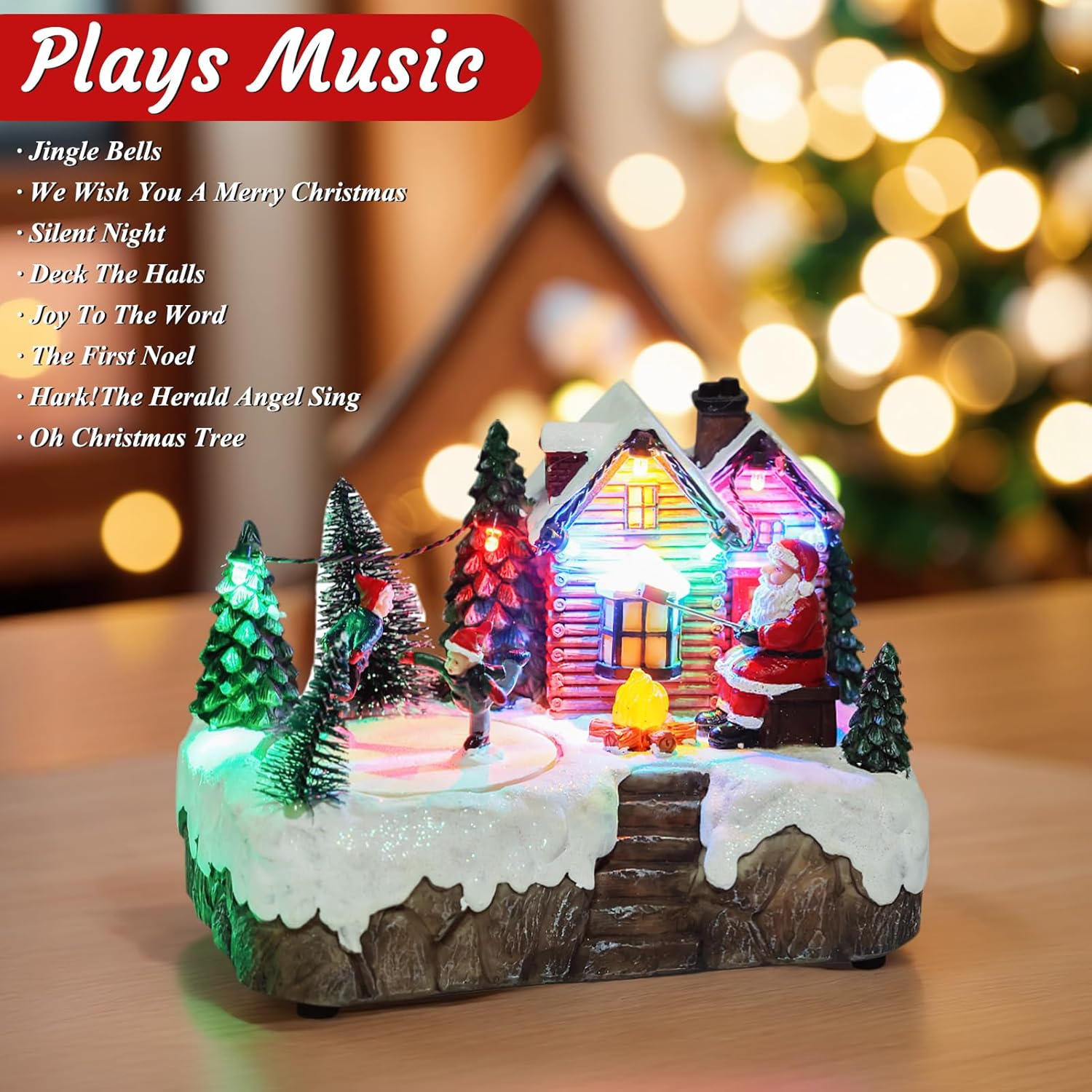 Giftgarden Christmas Village with Santa and Musical Ice Skating, Lighted Indoor Christmas Centerpiece Decor