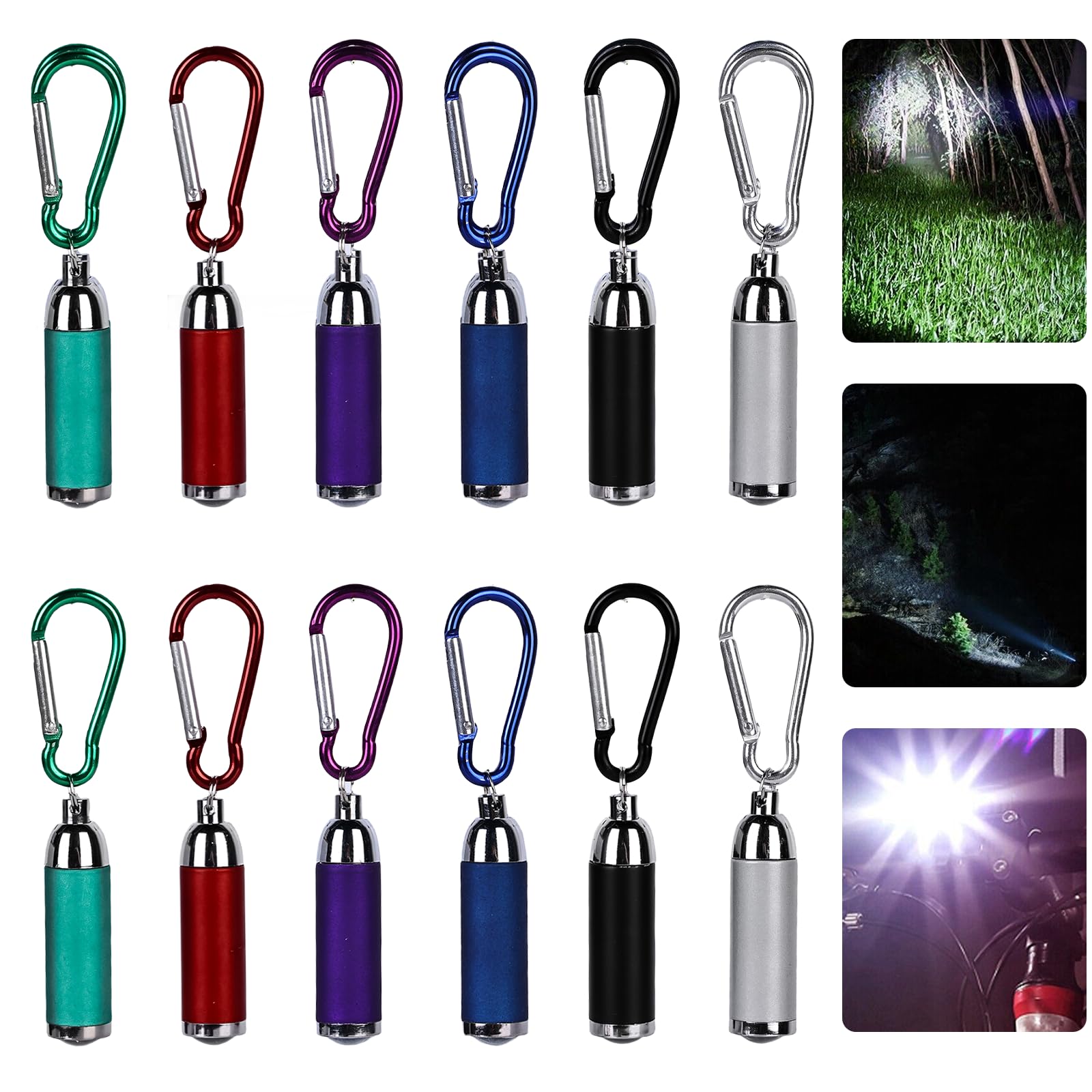 12 Pezzi Mini Torcia LED: Mini Torcia per Bambini con Portachiavi, Torcia a Mano in Alluminio Colorato, Piccola Torcia per Bambini Impermeabile, per Campeggio, Outdoor, Escursioni, Piccoli Regali per