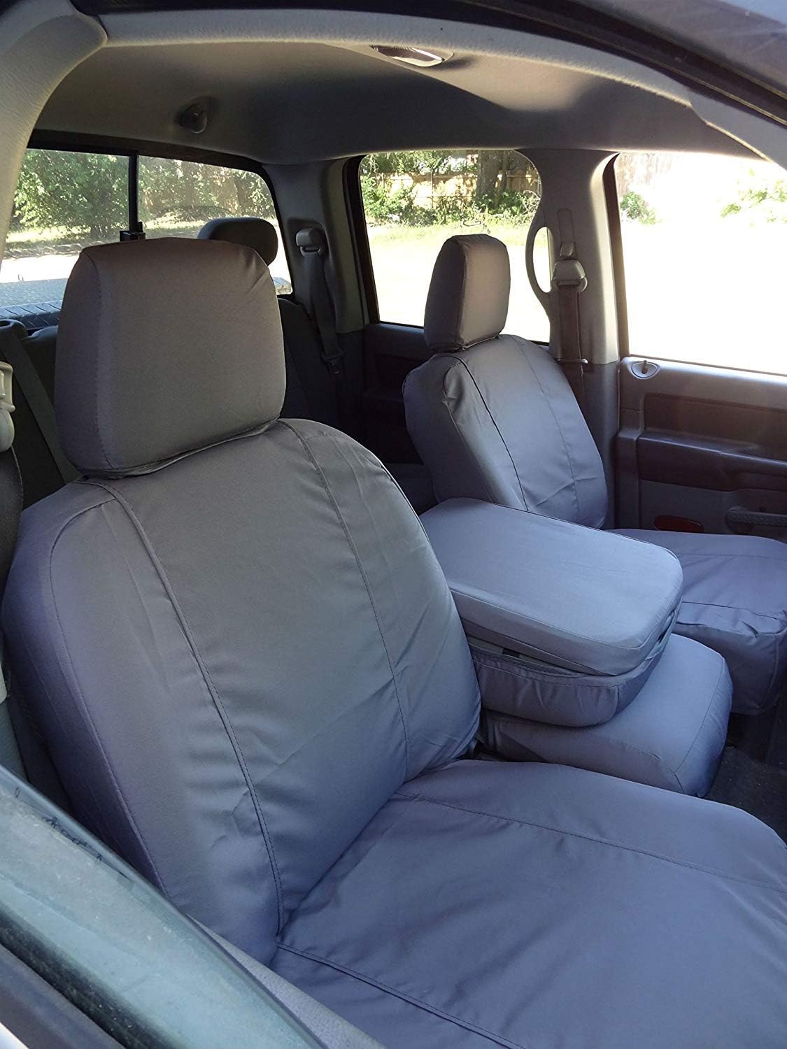 Durafit Seat Covers D1322-C8-FBA, Waterproof Seat Covers for 2006-2009 Dodge Ram 2500-3500. Front 40/20/40 Bench Seat, 40/20/40 Lumbar/Electric Drivers ONLY, Gray