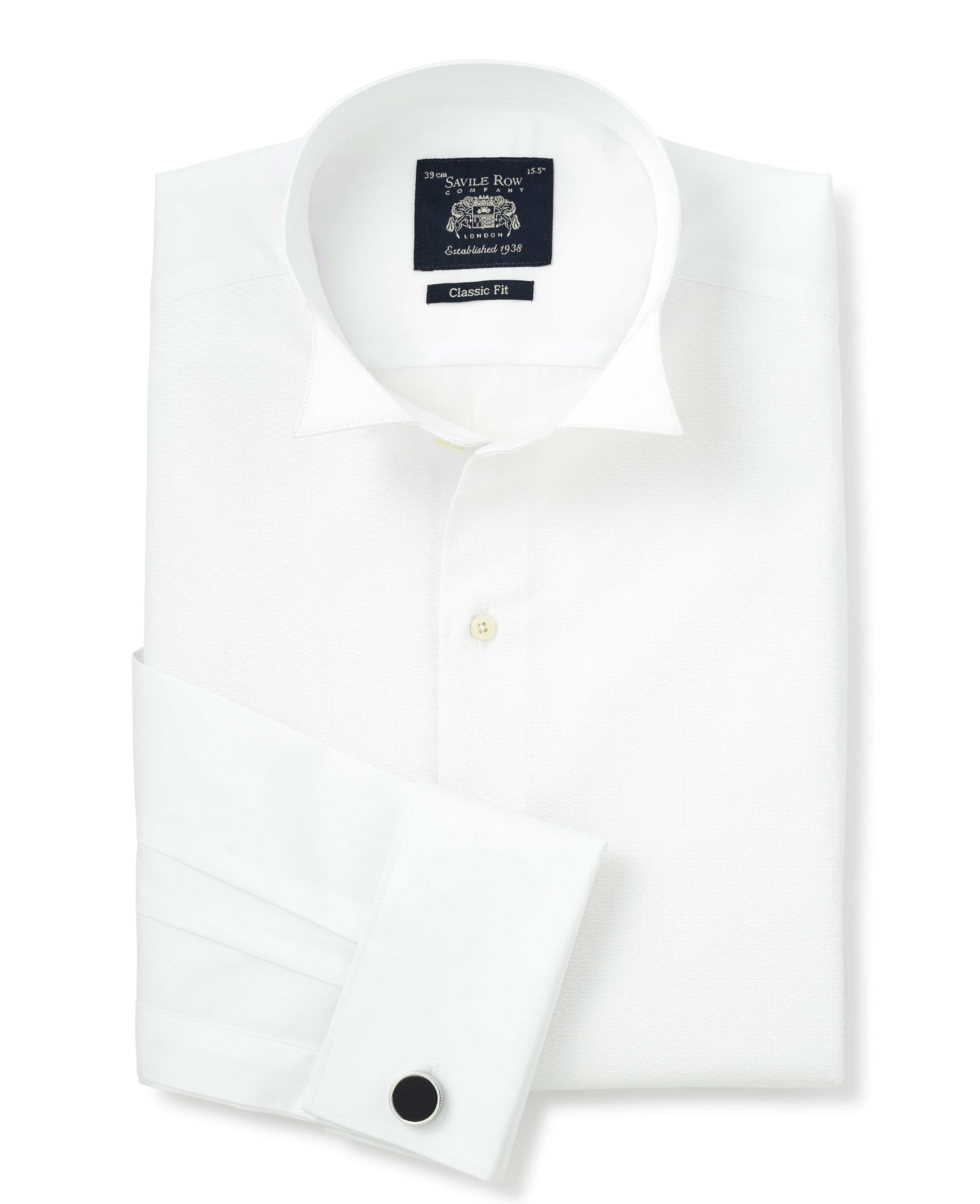 THE SAVILE ROW COMPANY LONDON Men's Classic Fit Wing Collar White Marcella Evening Dress Shirt - Double Cuff - 16.5" Collar - Standard