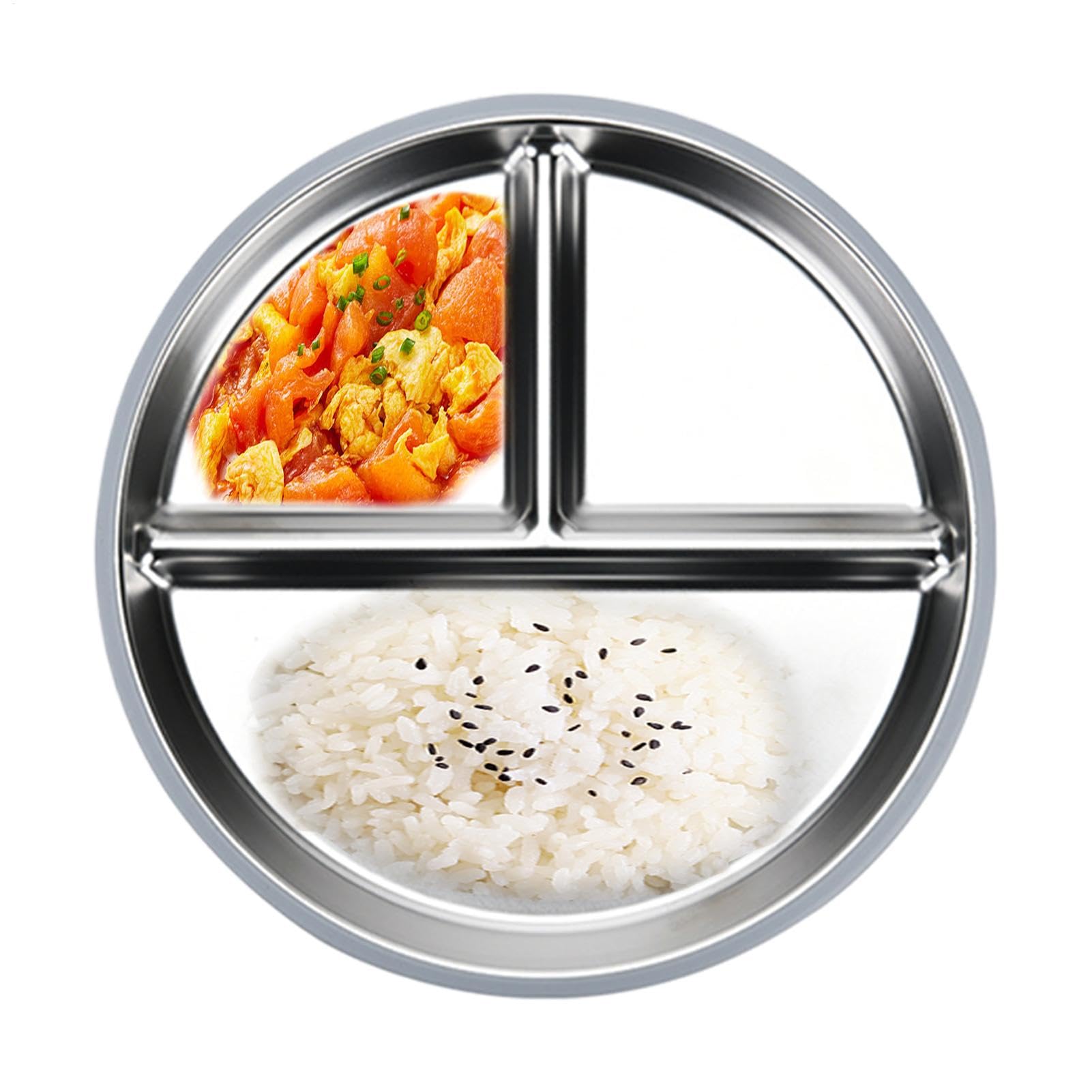 Stainless Steel Suction Plates, Stainless Steel Split Plates for - Business Stainless Steel Safe Metal Food Tray,Portion Control Plate