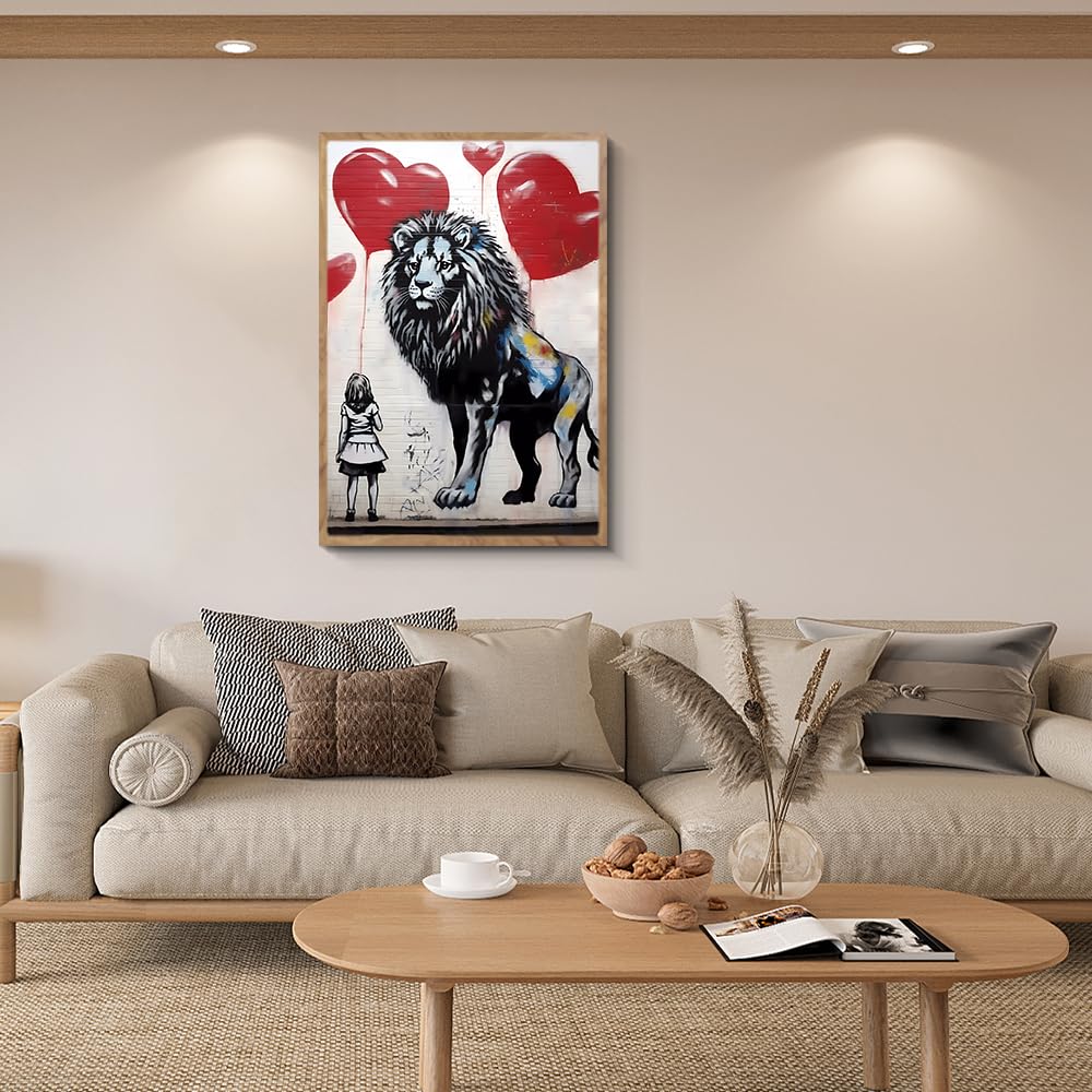 Amazon.co.jp: 阪画屋 バンクシー風 ライオン アートパネル アート