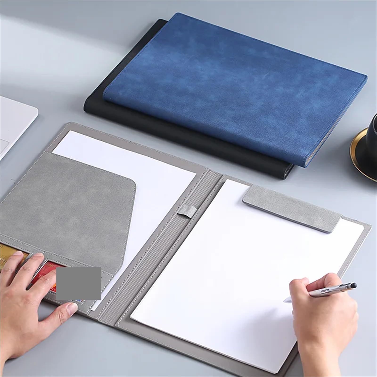 2 Stück Zwischenablage, magnetisch, A4, multifunktionaler Zwischenablage-Ordner, Geschäftskonferenz, Besprechung, Dokumentenhalter Fürs Büro(Black)