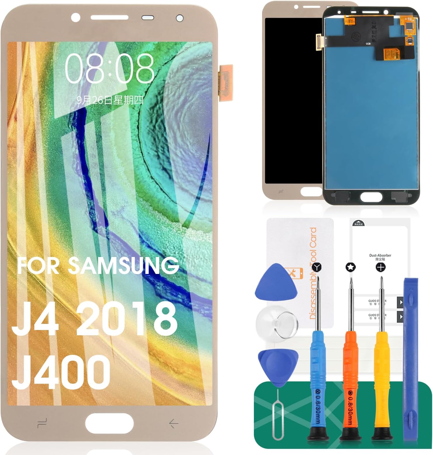 TFT LCD Screen Replacement for Samsung Galaxy J4 2018 J400 J400F J400H J400P J400M J400G/DS J400F DS J400G DS 5.5" LCD Display Touch Screen Digitizer New Assembly(Not Original AMOLED) (Gold)