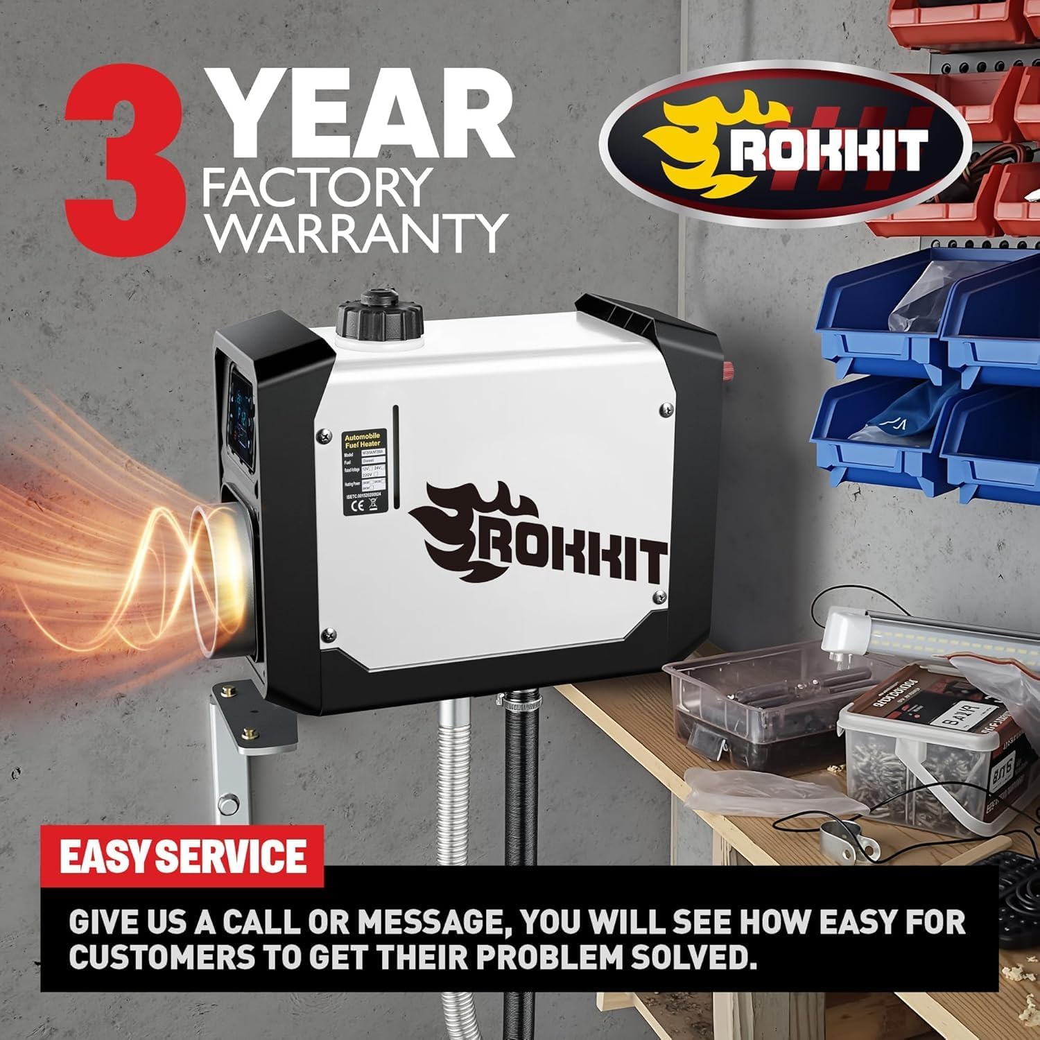 [2026 Version] ROKKIT 8KW Diesel Heater, 110V/12V All-in-One Diesel Air Heater, Portable Diesel Heater with LCD Monitor & Remote, Fast Heating Low Noise Diesel Parking Heater for Tent, Car, RV, Camper