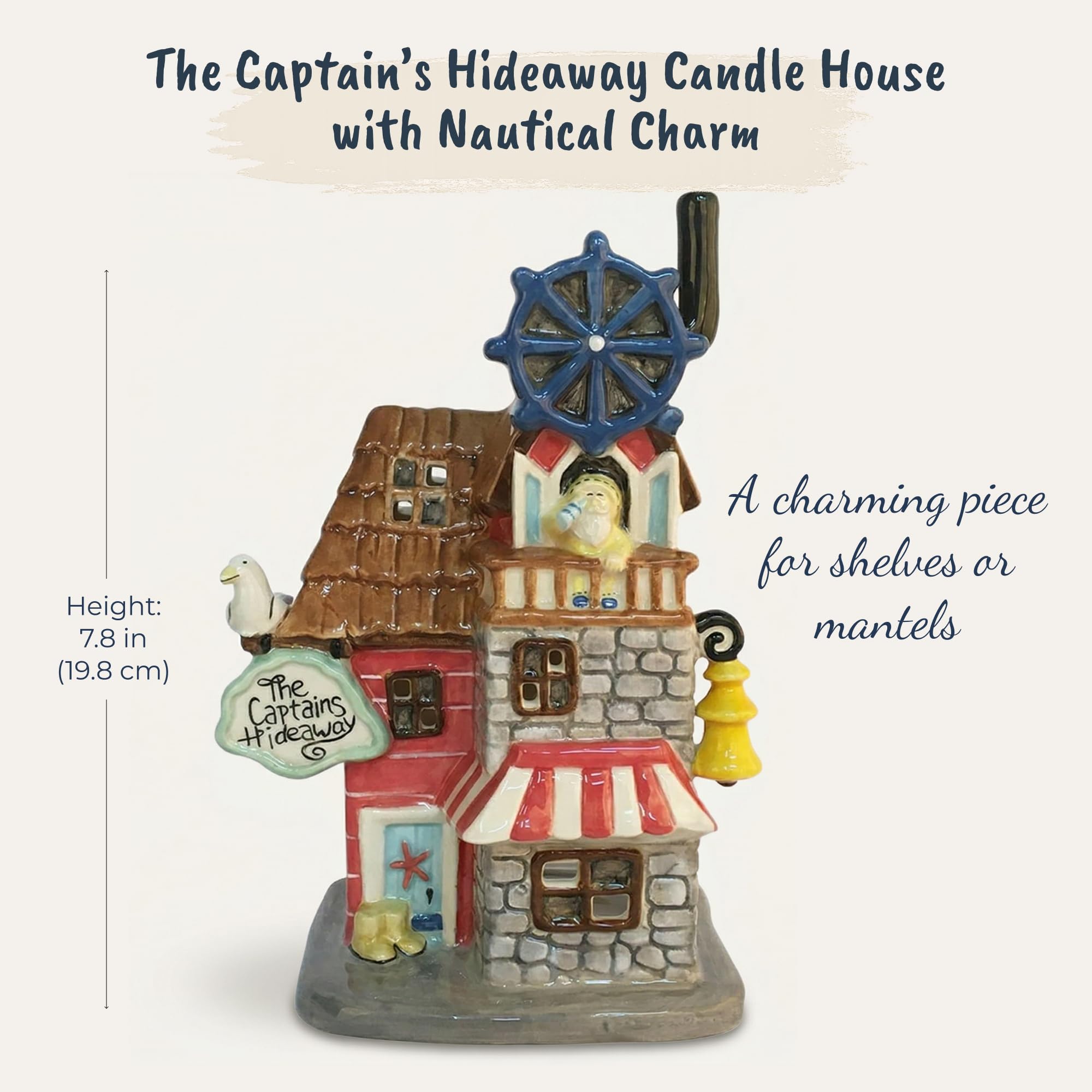 Blue Sky Clayworks Casa de velas The Captain's Hideaway, 14 cm de largo x 10,8 cm de ancho x 19,7 cm de alto