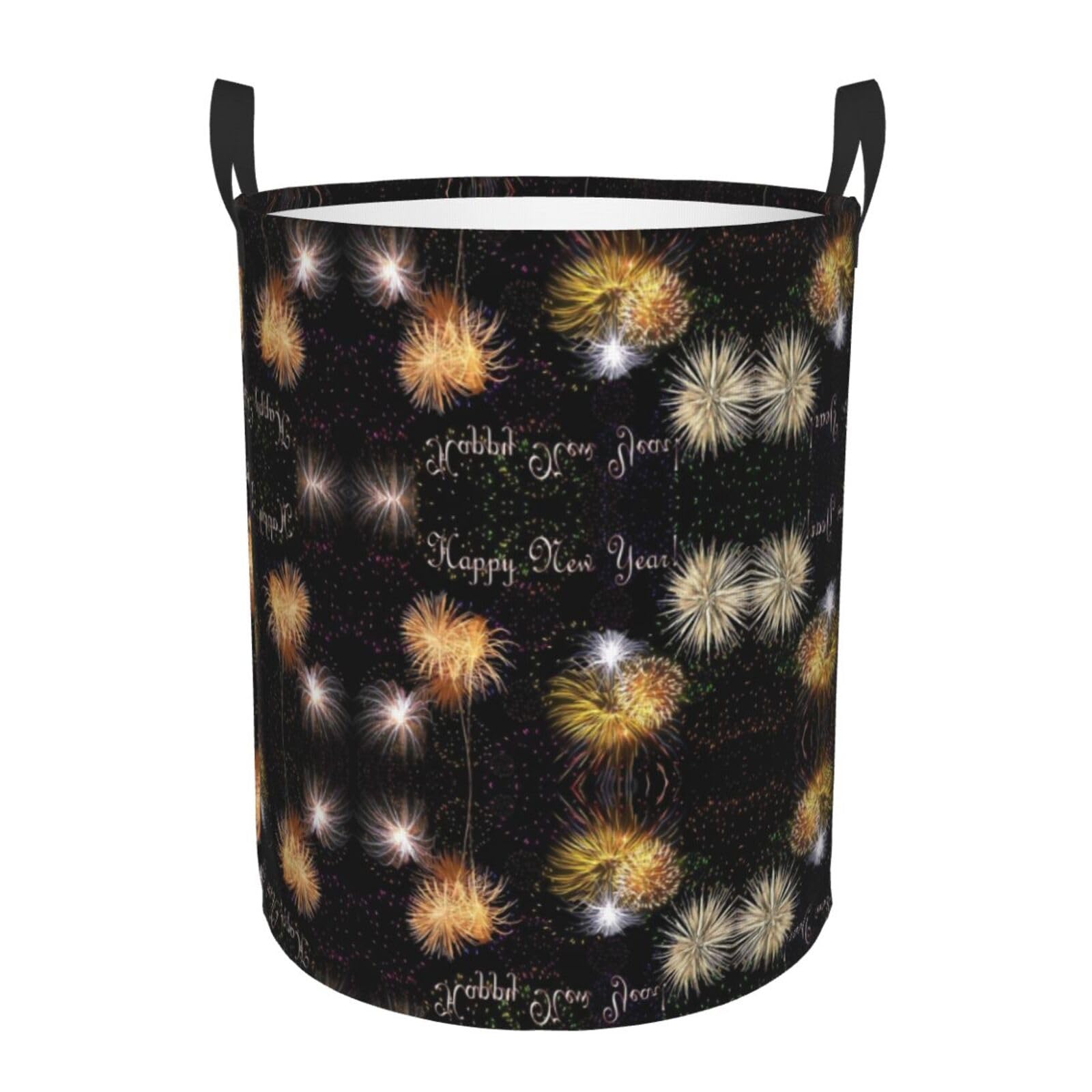 S Circular Hamper Happy New Year Print for Dirty Clothes