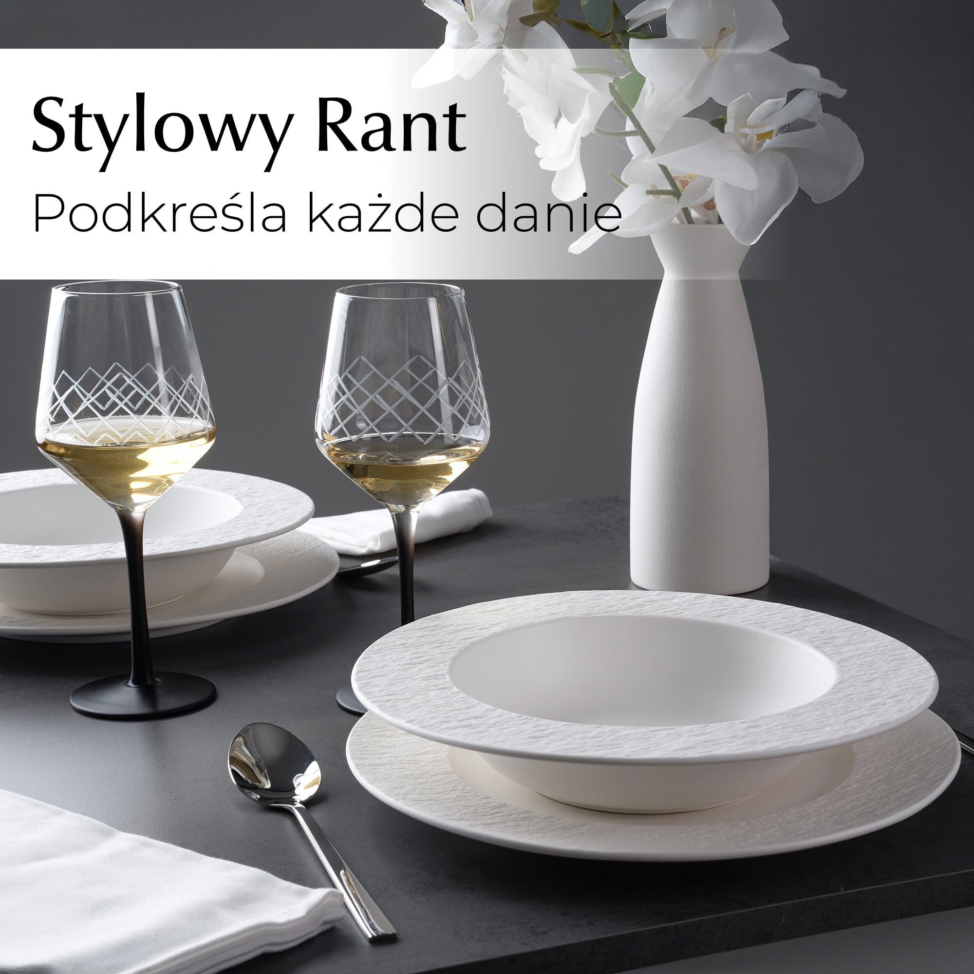 MIAMIO – 16-częściowy zestaw naczyń/nowoczesne naczynia ceramiczne/naczynia do jedzenia/zestaw dla 4 osób – kolekcja Oasis (biały, 20 x)