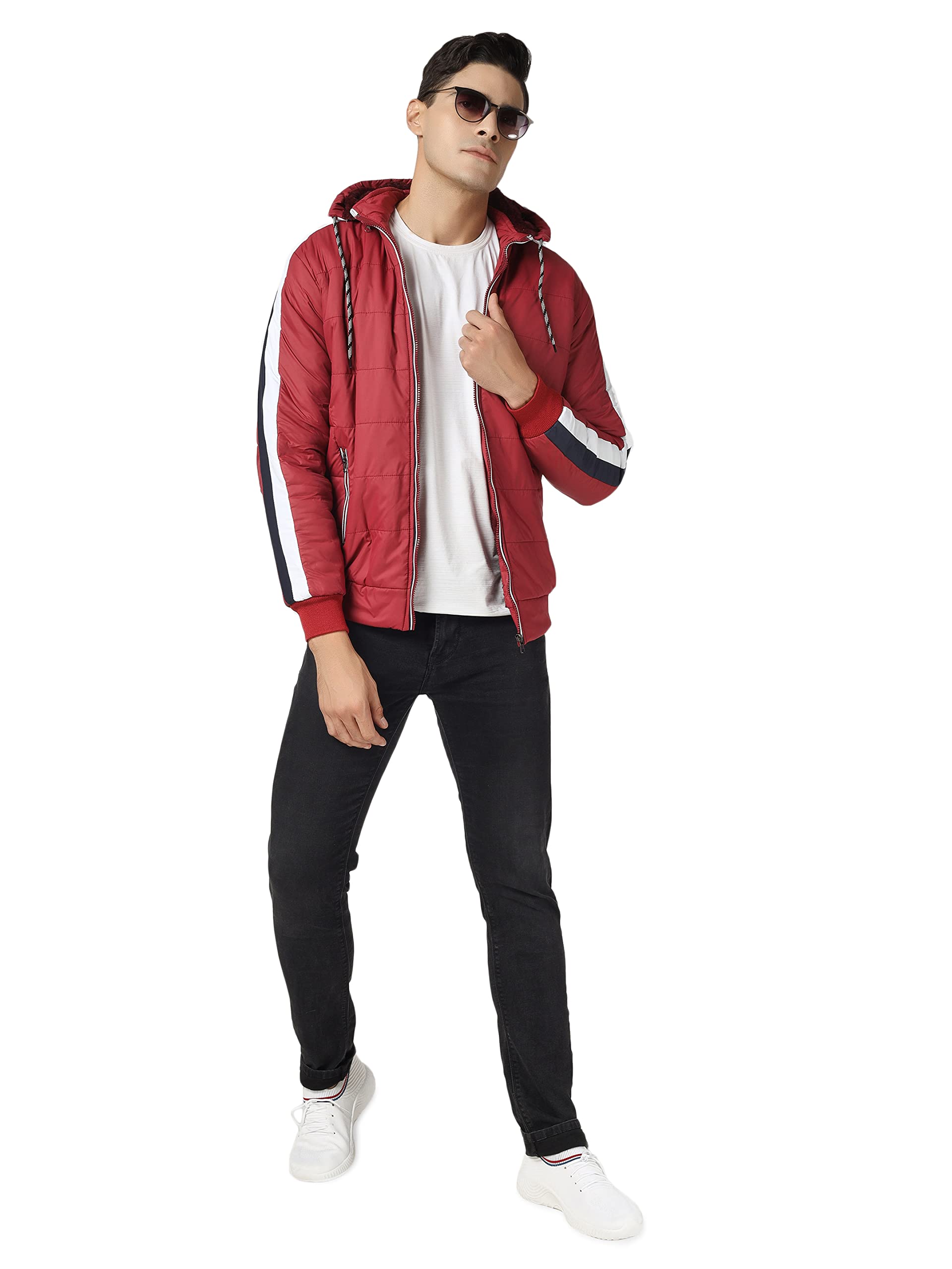 Ico Blue Stor Polyester Men's Solid Regular Hooded Neck Jacket (IN, Alpha, Large, Regular, MAROON2) 3