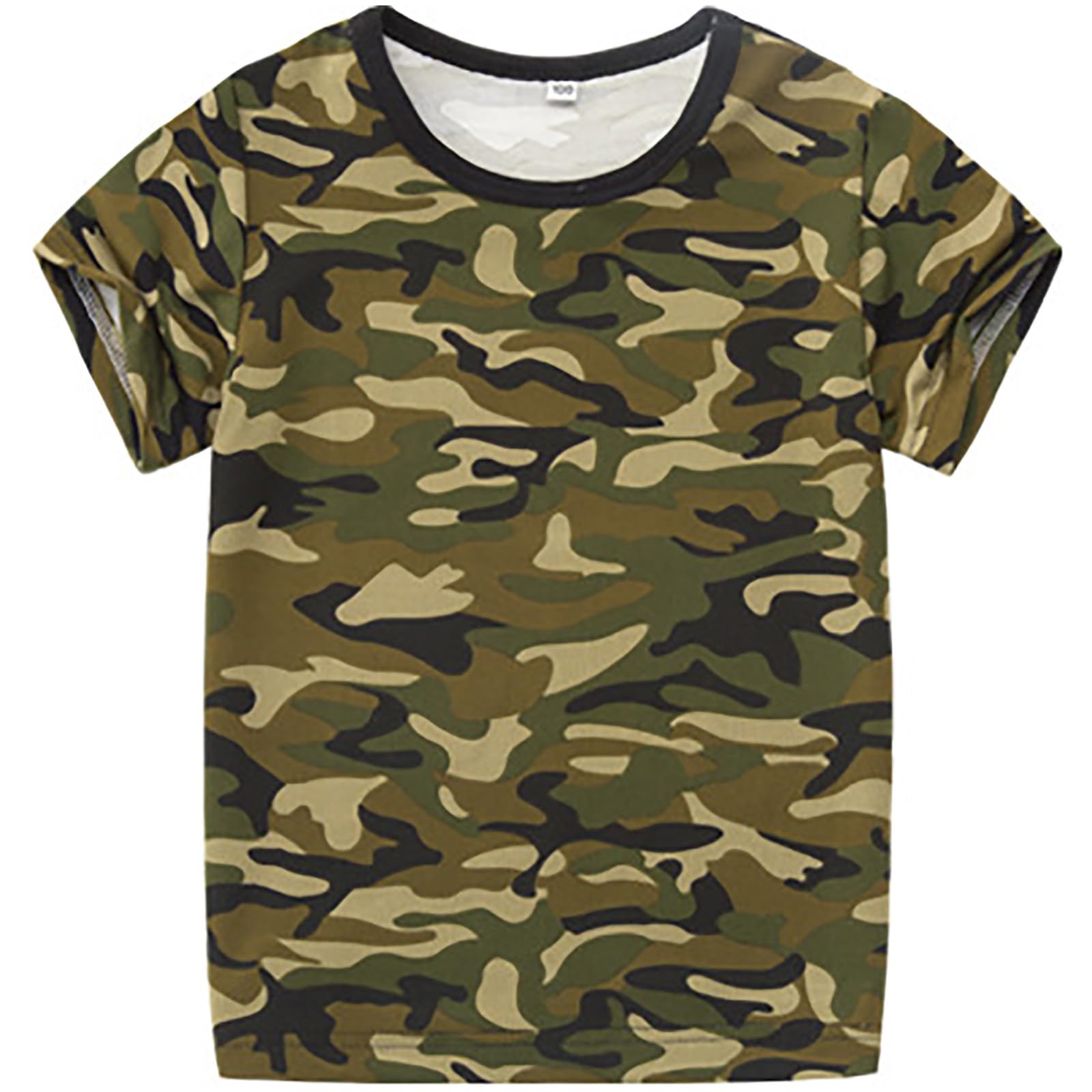 Generic 2024 - Camiseta de manga corta de camuflaje para niños y niñas de 2 a 14 años, camisas suaves