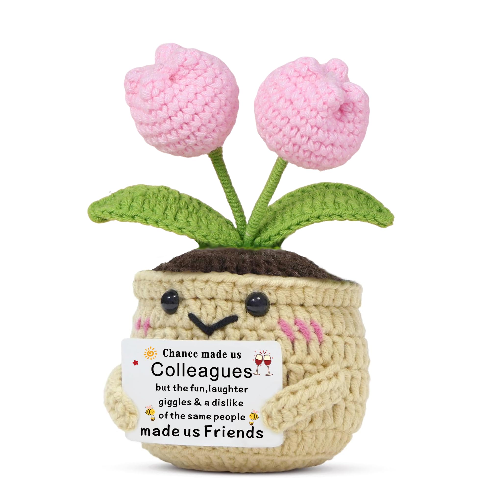 QMVMV Leaving Gifts for Colleagues Women Men, Handmade Crochet Tulip Retirement Gifts, Chance Made Us Colleagues Best Coworker Gift for Work Bestie Friend Going Away Present for Women