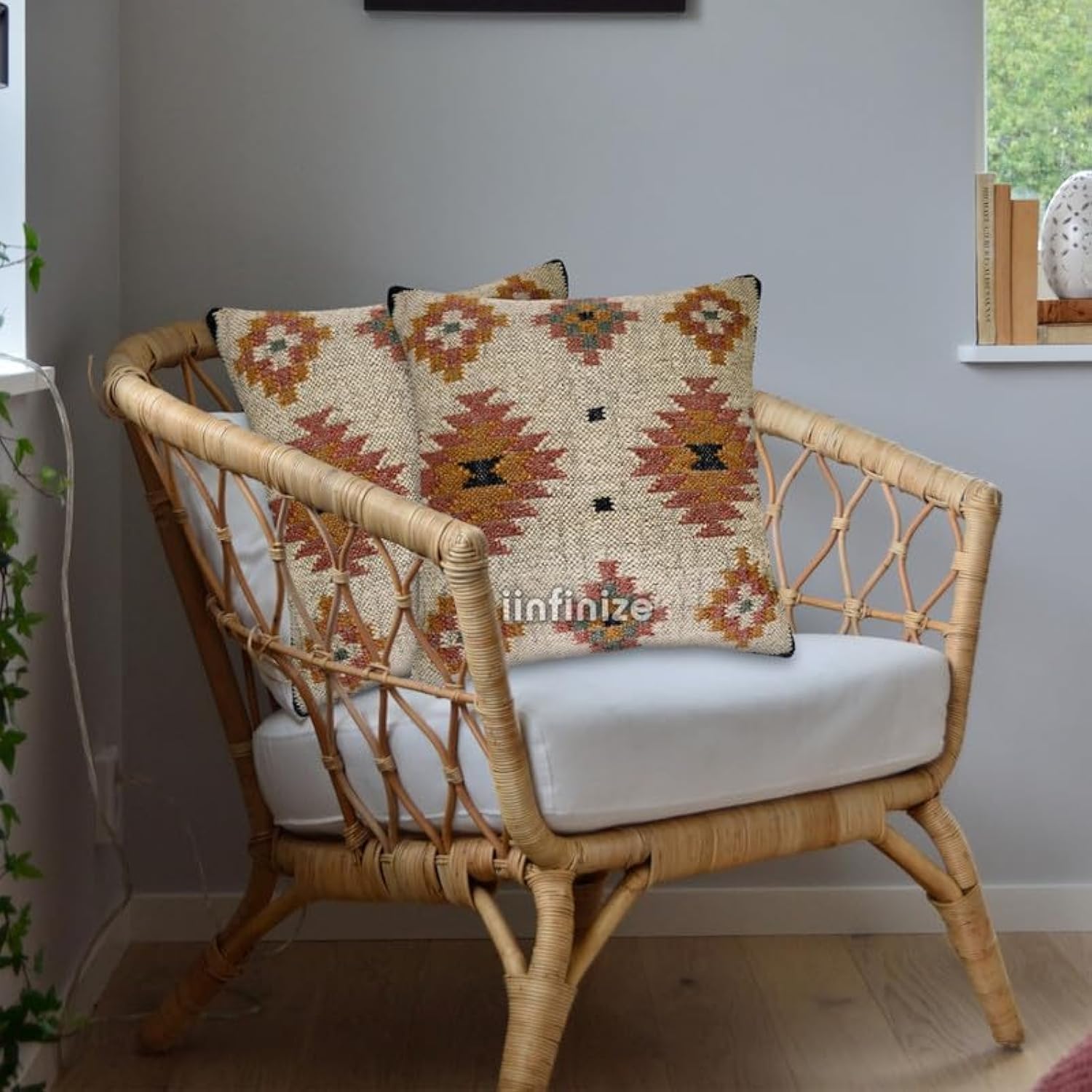 Housse de coussin en jute lot de 2 pour un salon déco bohème et rustique
