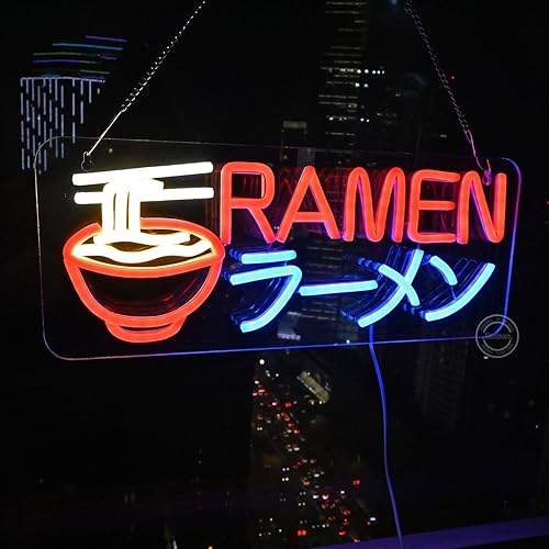 Miniatura 6 de Britrio Ramen - Letrero de neón LED para decoración de pared, letreros de fideos iluminados, restaurante para el hogar, bar, cocina, comedor,