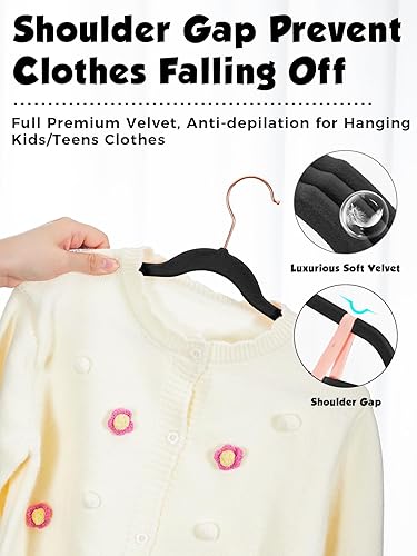 Miniatura 3 de Smartor Perchas de terciopelo para niños, paquete de 50 perchas de fieltro antideslizantes de alta calidad de 14 pulgadas para armario, ahorran
