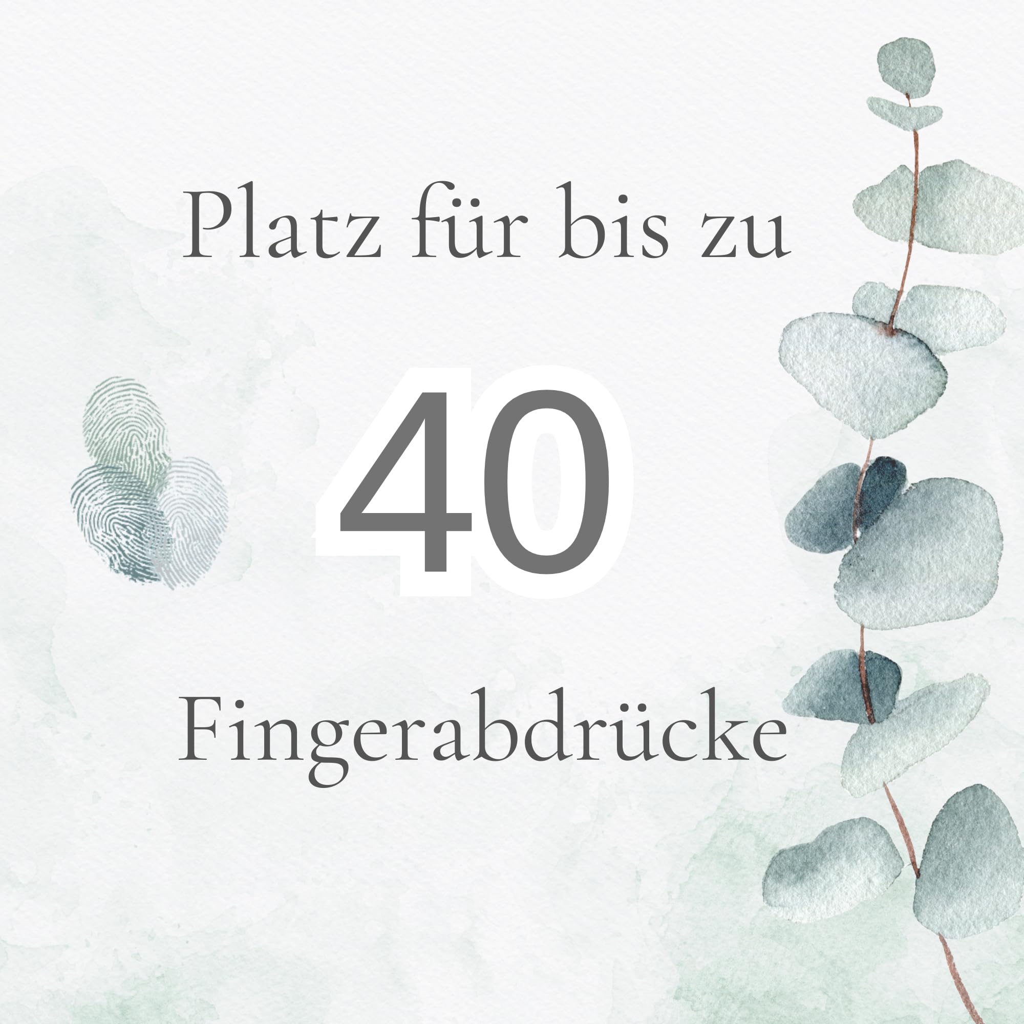 Personalisierte Leinwand Fingerabdruck Eukalyptus Design inkl. Stempelkissen Stift Hochzeit