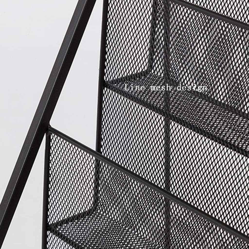 Wrought Iron Magazine Rack Information Frame Books Newspaper Album Display Stand Bookshelf Black Bookcase