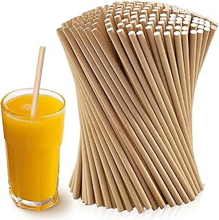 500 pajitas de papel natural para manualidades, pajitas de papel de 6 mm de diámetro, 19,7 cm, pajitas de papel natural, biodegradables, pajitas de papel kraft para fiestas, bebidas, ocasiones y bodas