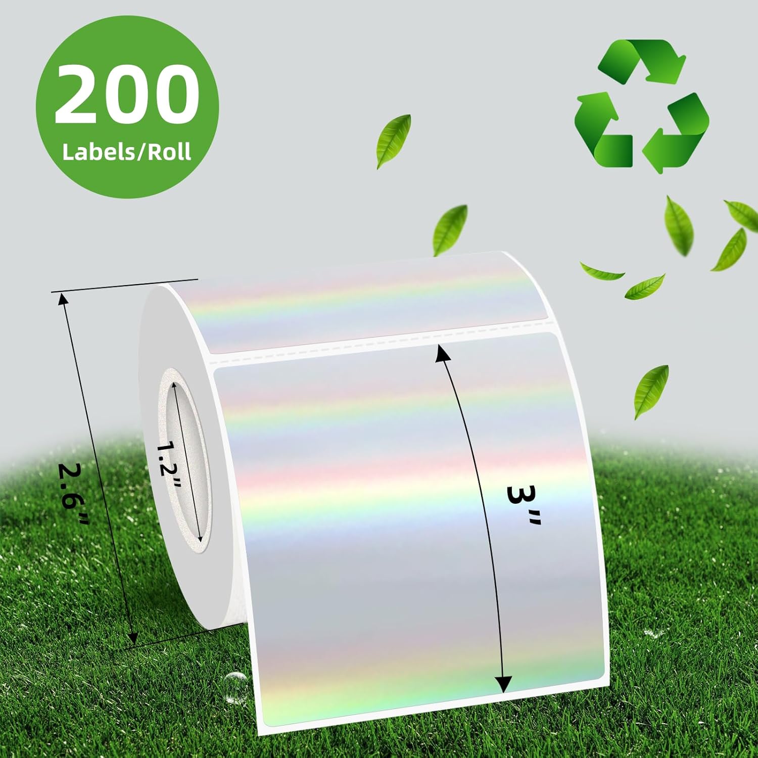 Square Thermal Labels Stickers 3" x 3", Holographic Square Thermal Stickers Labels, Glitter Self-Adhesive Direct Thermals Label for Small Business- Holographic Silver - Image 2