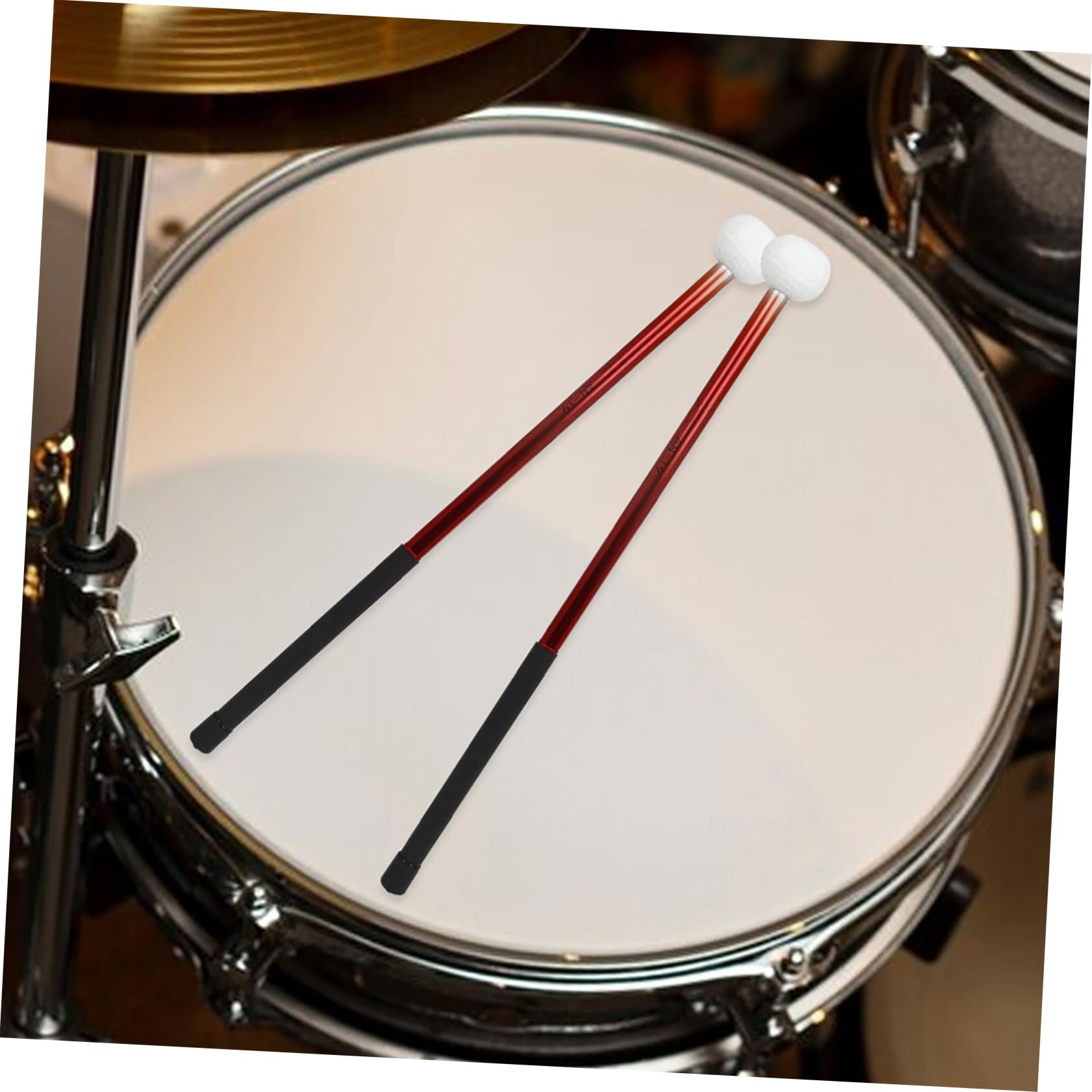 TOYANDONA 2 Mazos con Cabeza de Fieltro para Bombo y Tambores de Marcha, Ergonómicos, con Par de Baquetas, para Instrumentos de Percusión