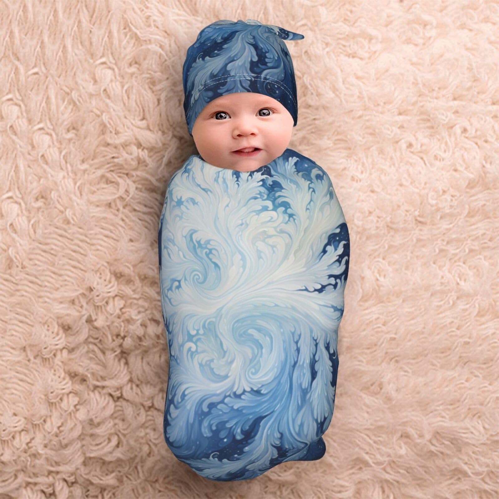 3d fiori Swaddle coperta e cappello set per neonati avvolgente accogliente per neonati bambino comfort 29x53 cm